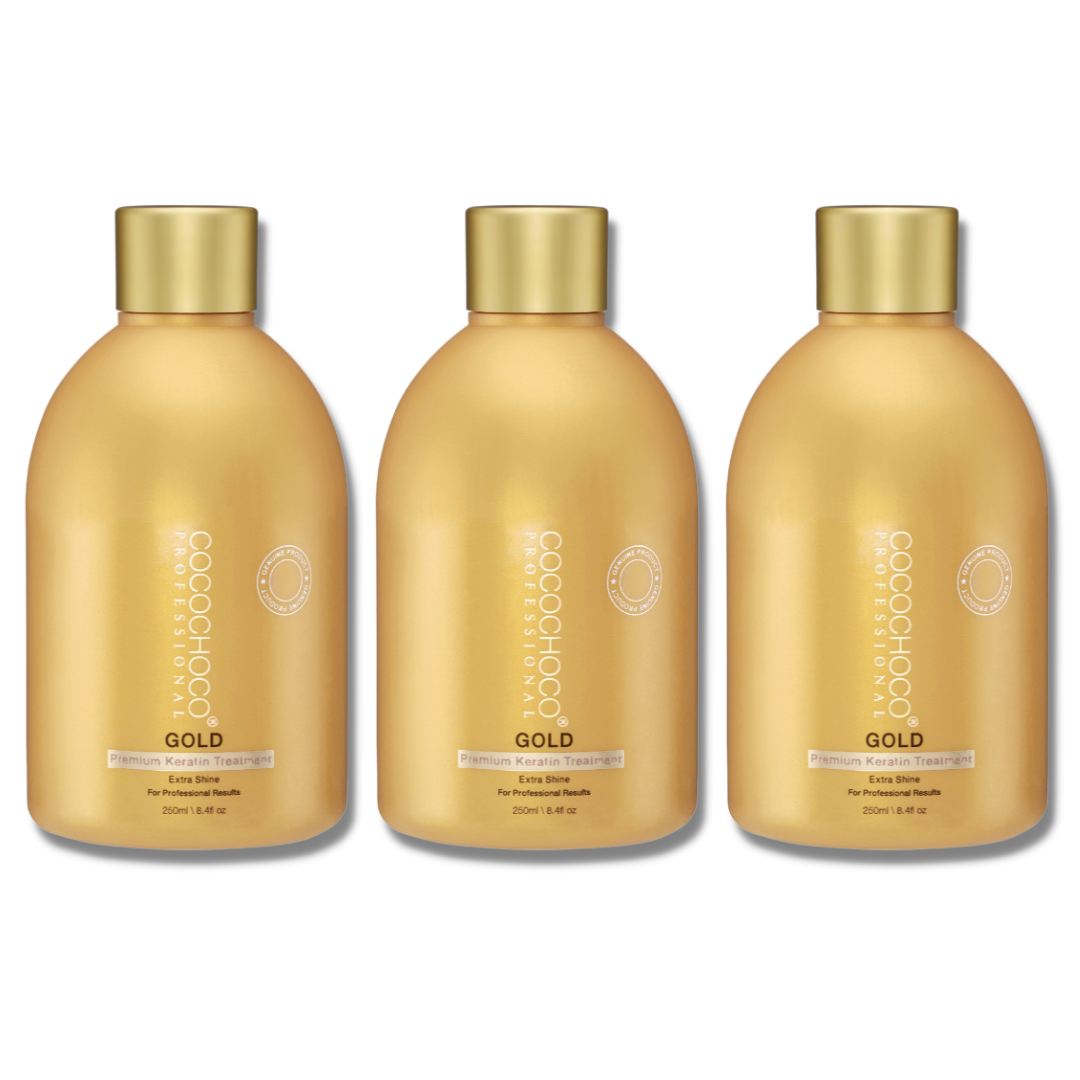 Cocochoco Gold Brazilian Keratin Hair Treatment 3 Pack 250ml